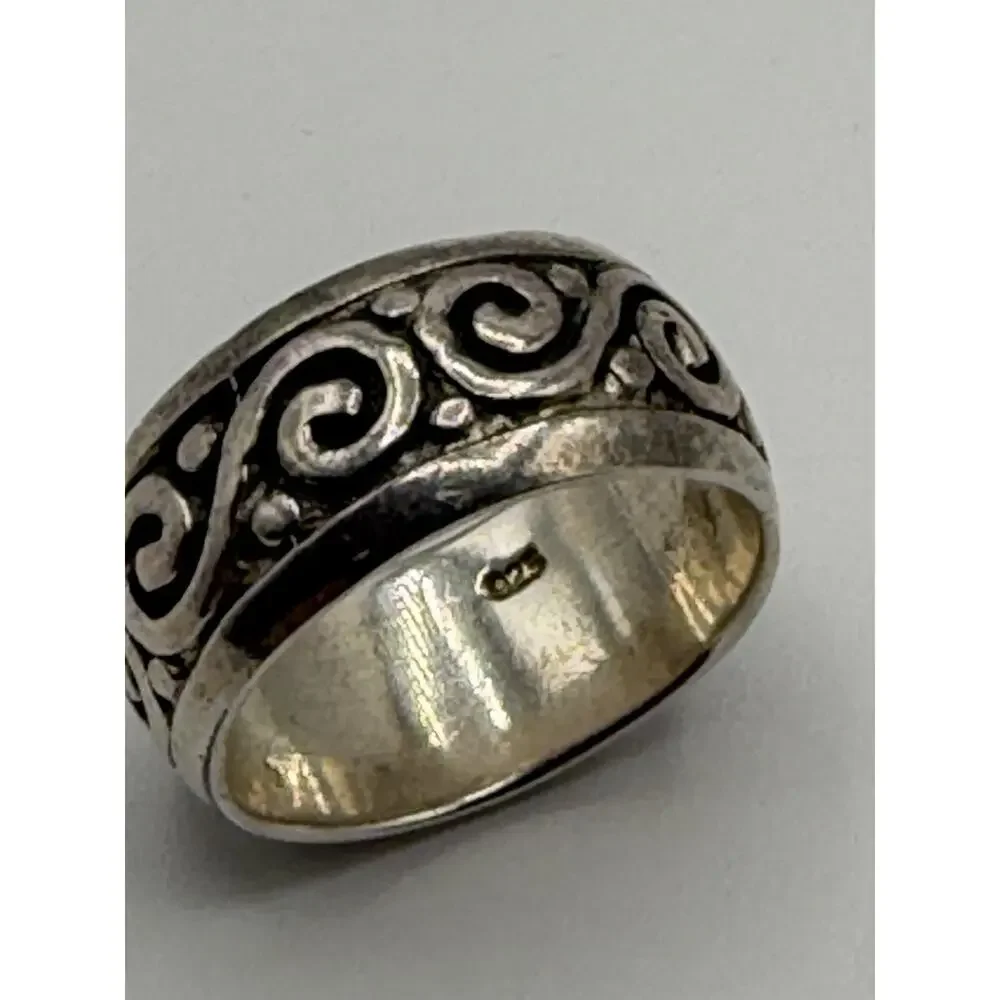 Sterling Silver 925 Scroll Eternity Band Ring Size 8 Vintage Marked 925 Tested